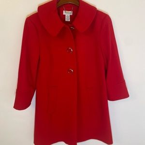 Carmen Marc Valvo Coat, Red, Size Small